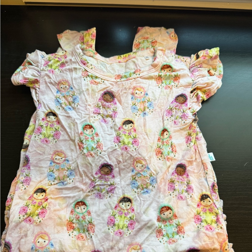 Posh Peanut - Matryoshka Ruffled Cap Sleeve Romper